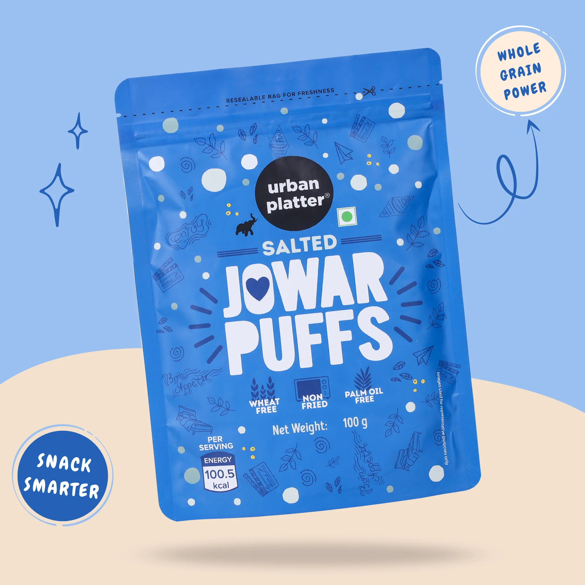 Jowar Puffs, 100g (Gluten-free, Palm-oil-free, Baked, Not Fried, Light & Crunchy, Made from Sorghum) - Image 5