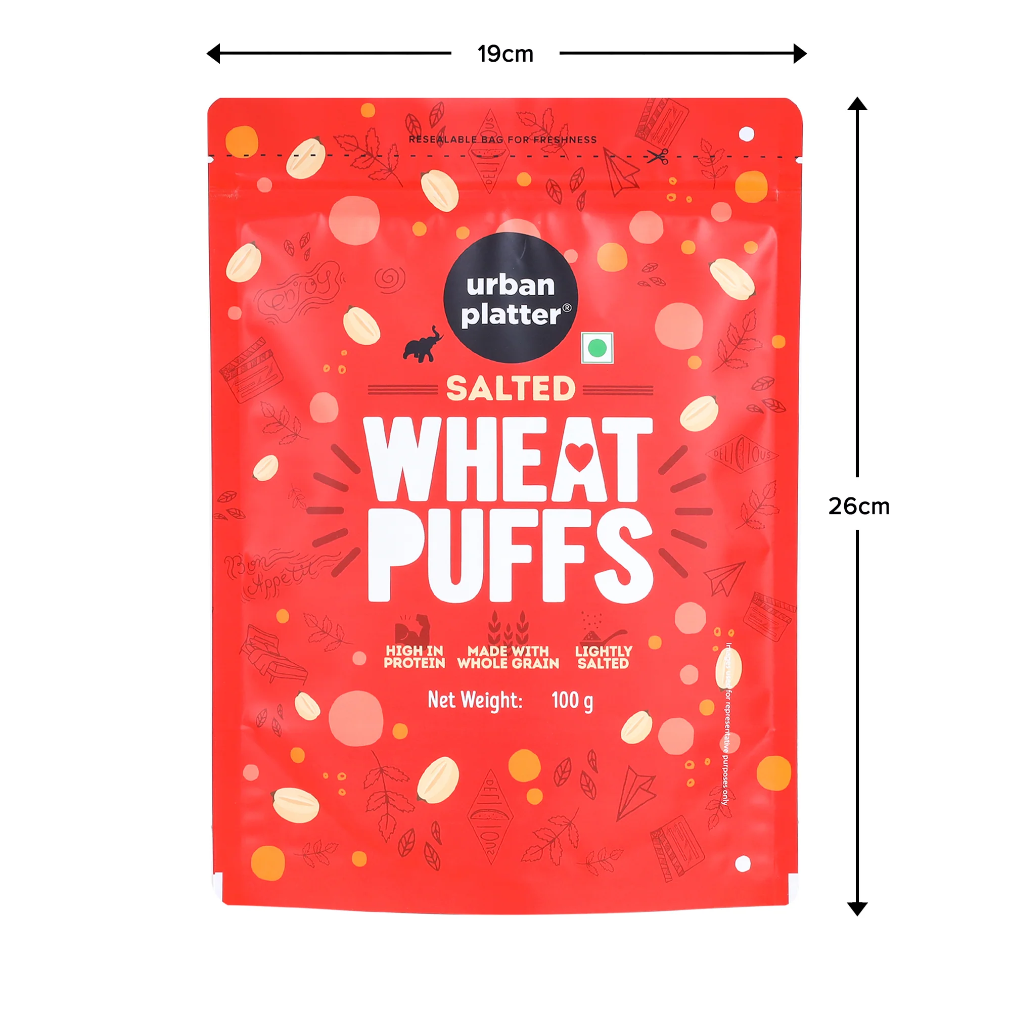 Salted Wheat Puff, 100g (Made from Whole Grain, High in Protein, Lightly Salted, Oil Free, Kid Friendly) - Image 5