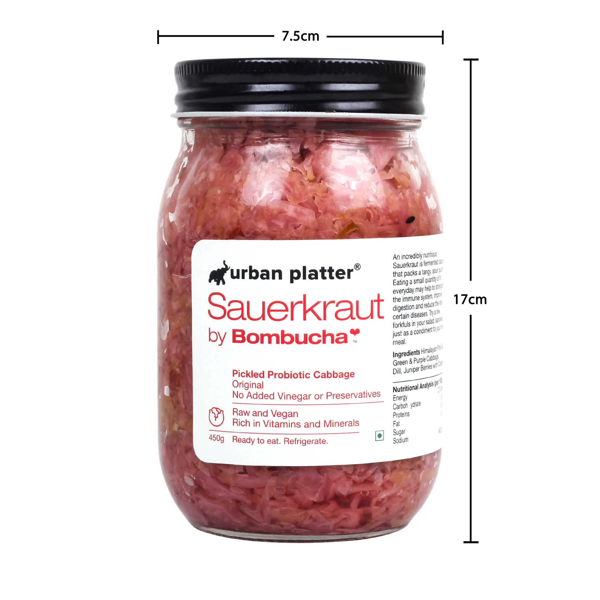 Sauerkraut Original Pickled Probiotic Cabbage, 450g (Raw, Organic | Powered by Bombucha) - Image 5