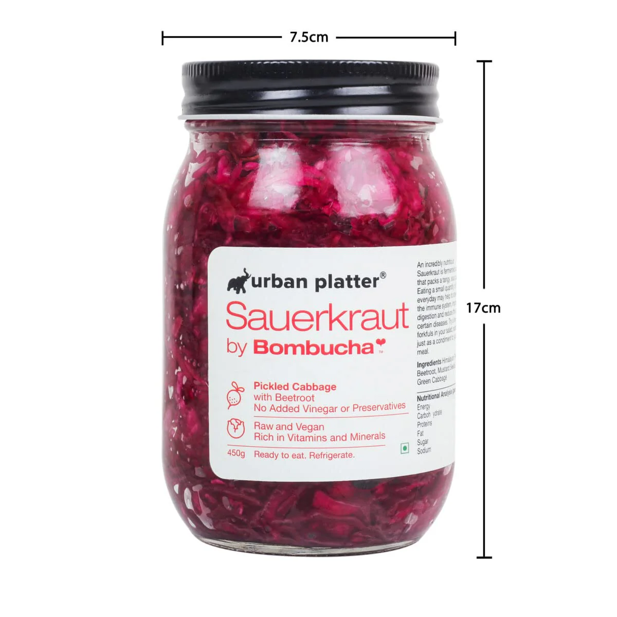 Sauerkraut Original Pickled Probiotic Cabbage with Beetroot, 450g (Raw, Organic & Powered by Bombucha) - Image 5