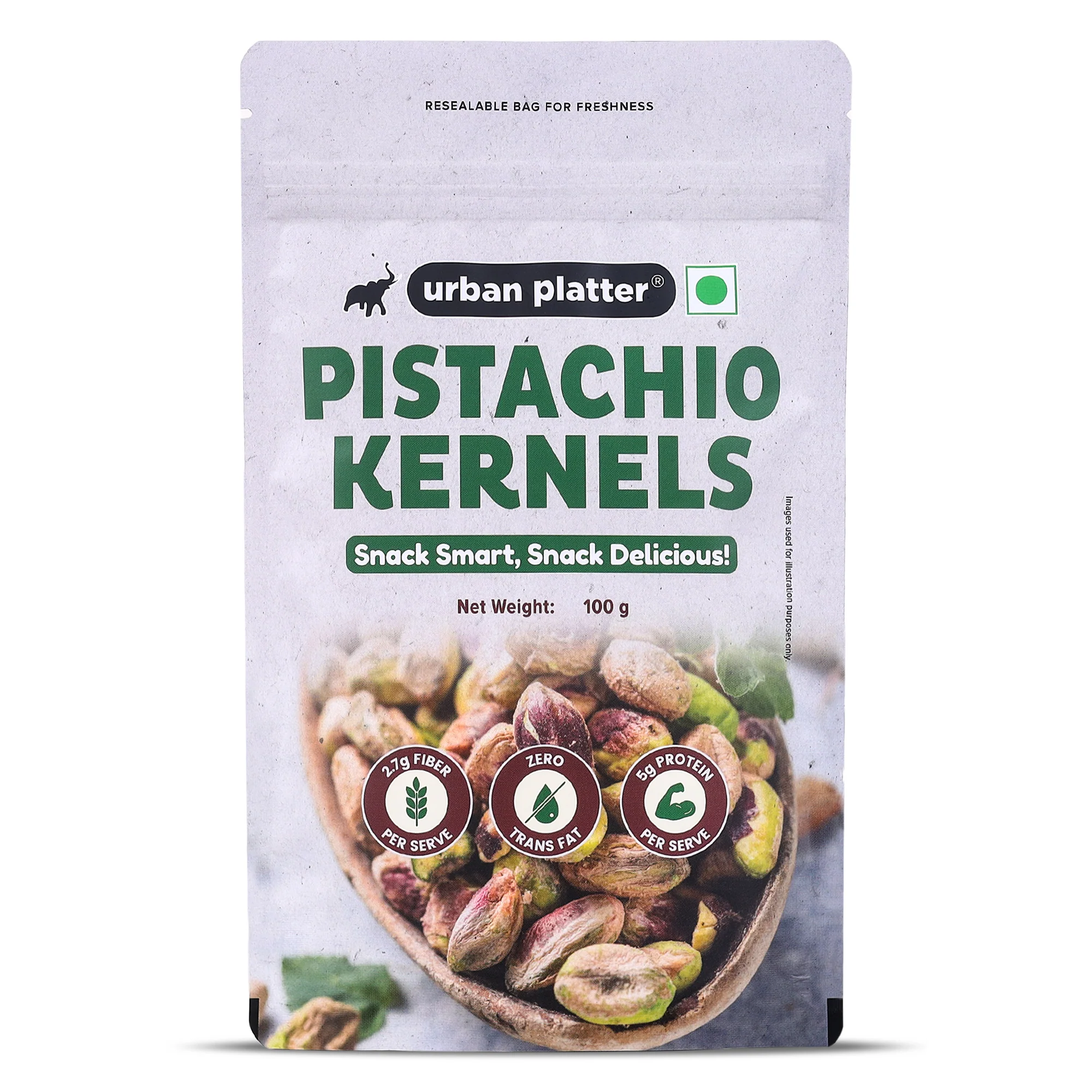 Pistachio Kernels, 100g (Shell Removed Pista | Unroasted and Unsalted | fibre & Protein-Rich | Heart-Healthy Snack)