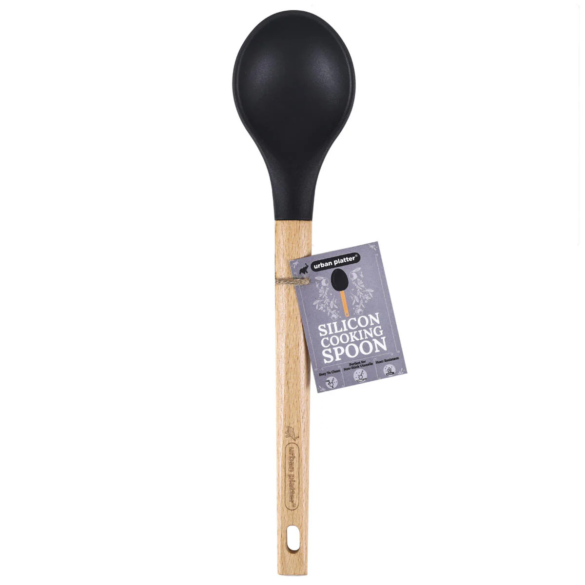 Silicone Serving/ Cooking Spoon With Wooden Handle [Easy to Clean, Perfect for Non-stick Utensils, Heat-Resistant]