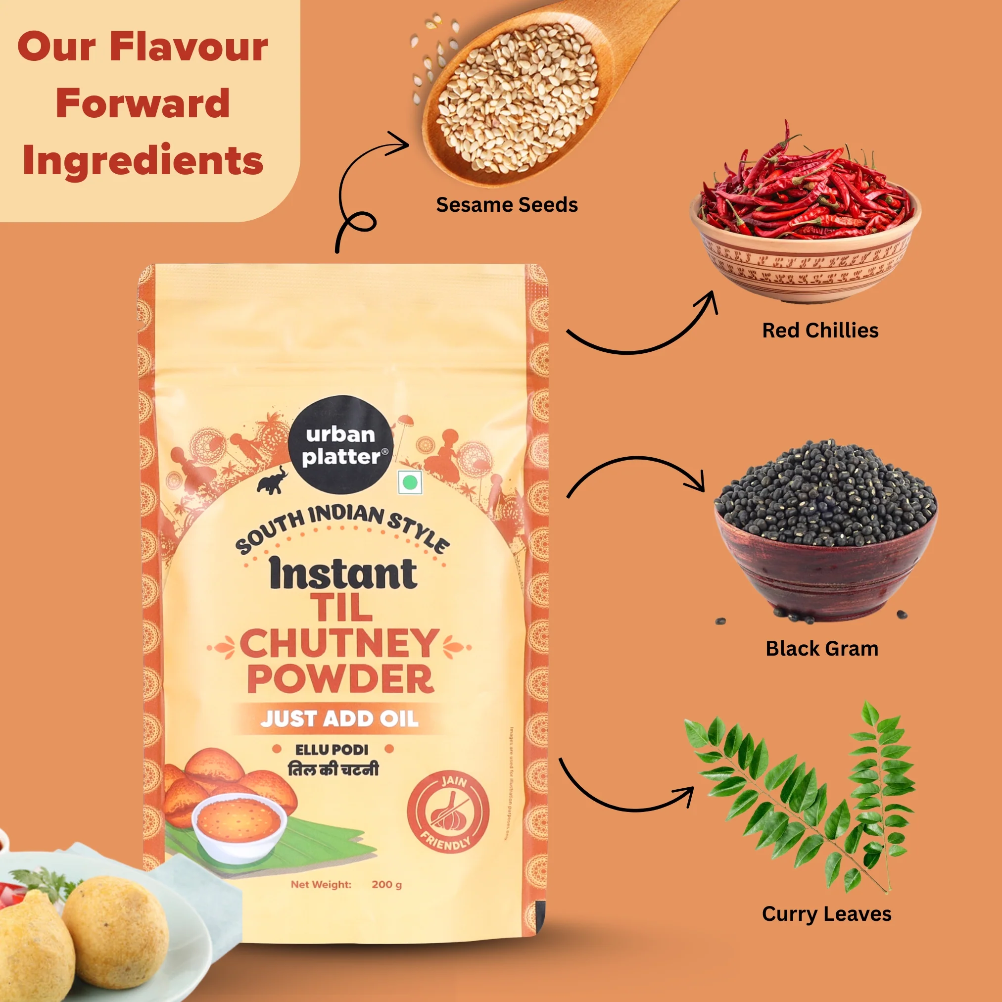South Indian Style Instant Til Chutney Powder, 200g (Ellu Podi, Sesame Chutney, Just Add Water) - Image 4