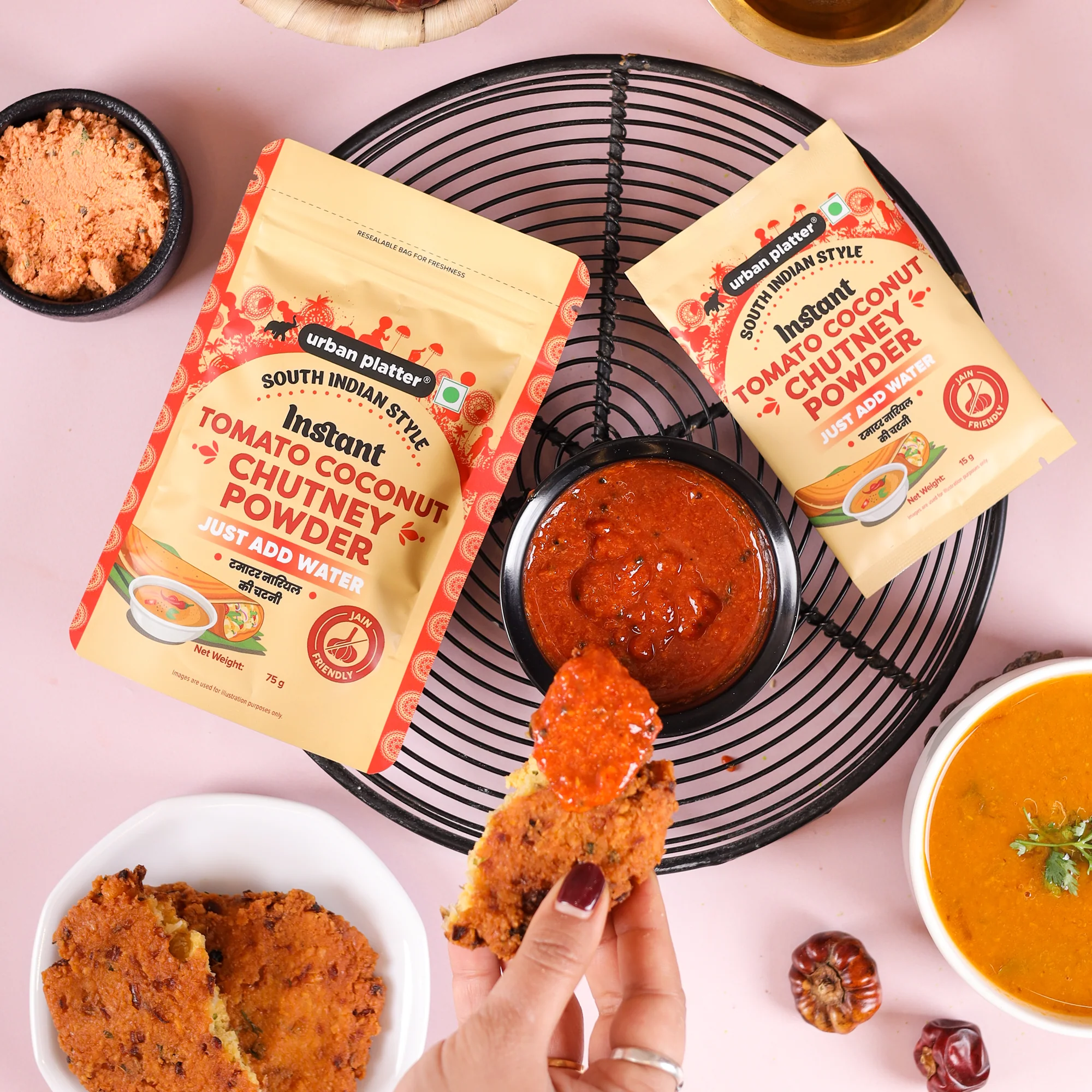 South Indian Style Instant Tomato Coconut Chutney Powder, 200g (Nariyal ki Chutney, Just Add Water) - Image 4