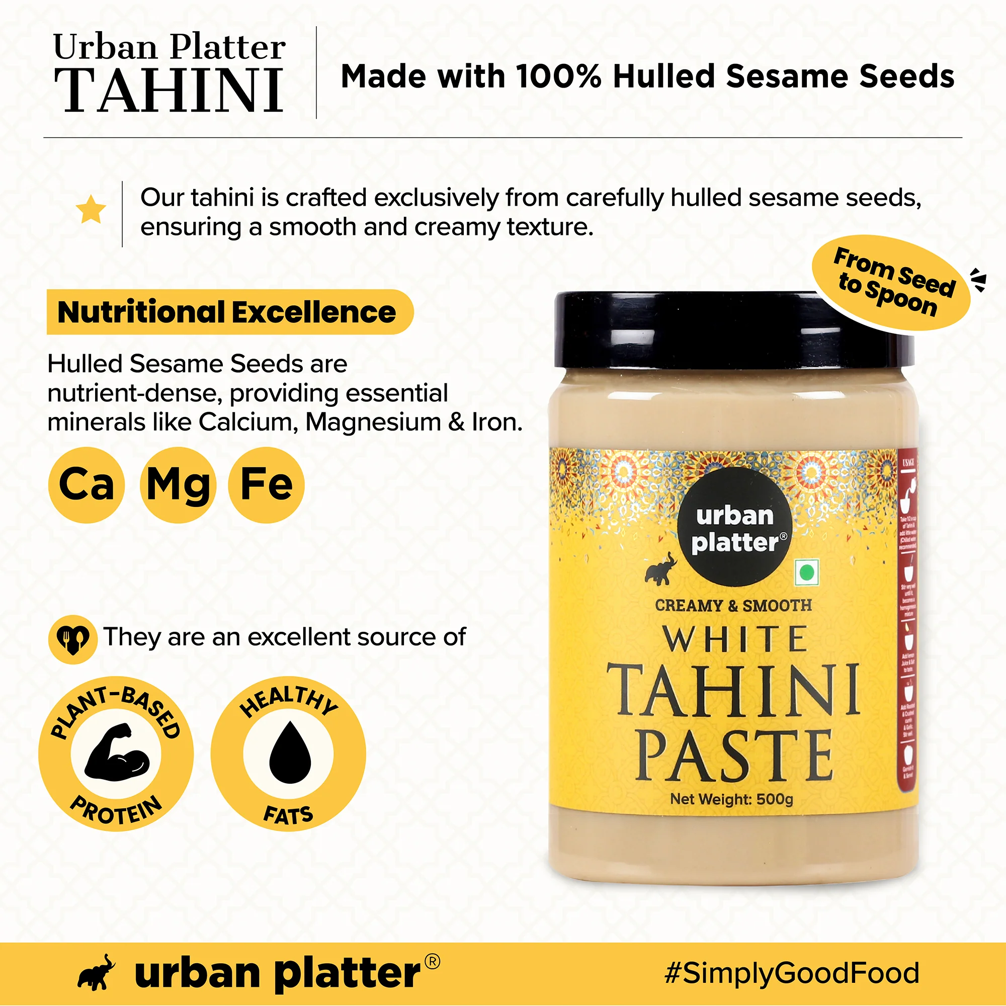 Tahini Paste, 500g (Smooth & Creamy White Sesame Paste, No Additives, Ideal for Hummus, Shawarma Sauce, Baba Ghanoush & Salad Dressings) - Image 5