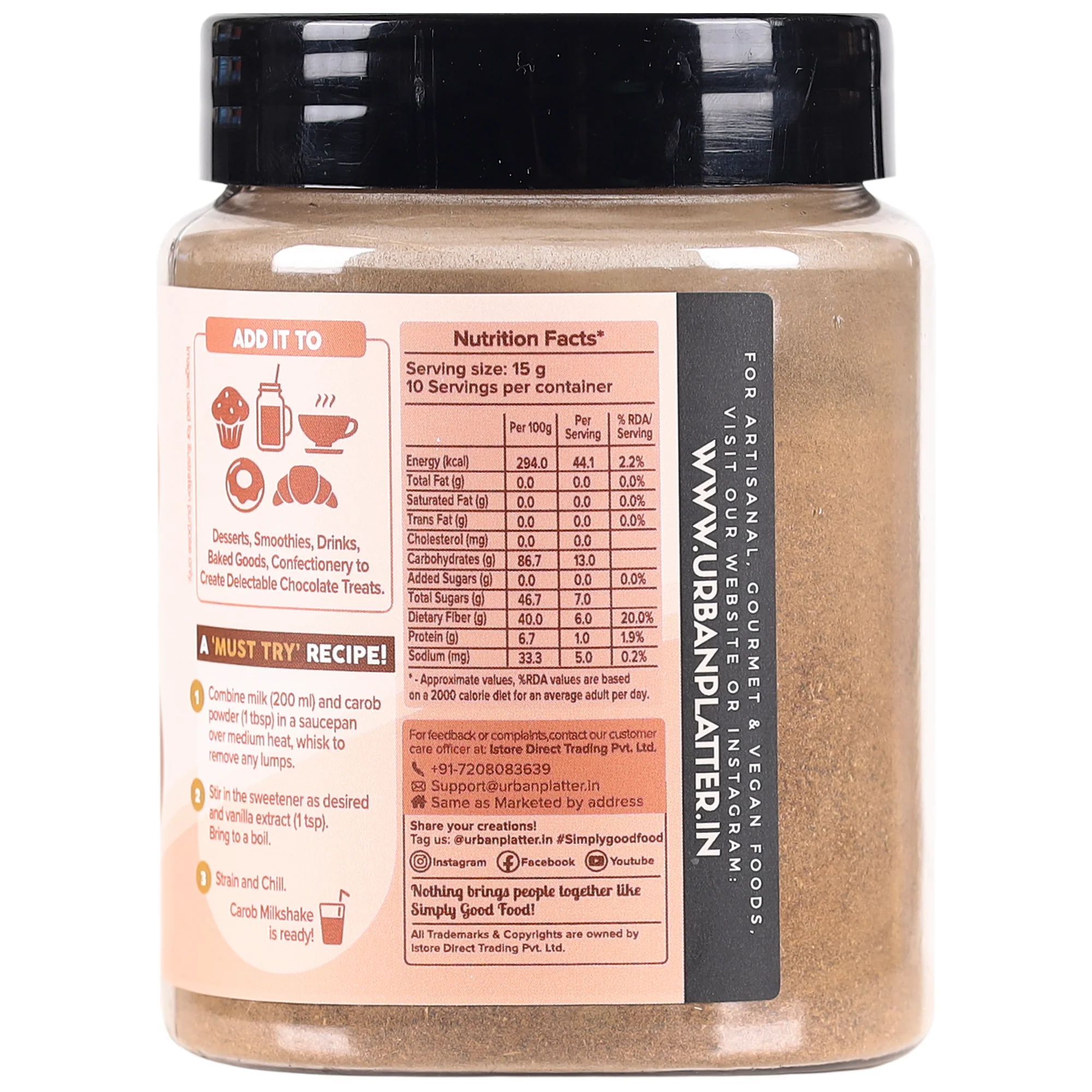 Toasted Carob Powder, 150 g - Image 3