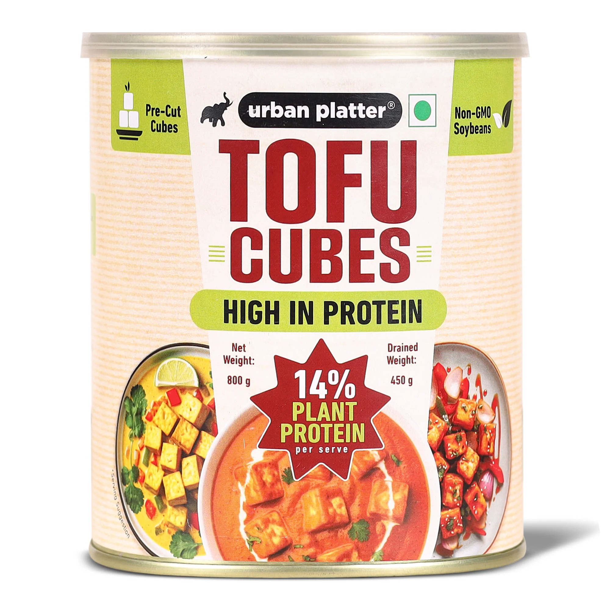 Tofu Cubes, 800g (Drained Weight: 450g | 14% Plant Protein | Ready-to-Use for Stir-Fries, Curries, Salads & Soups)