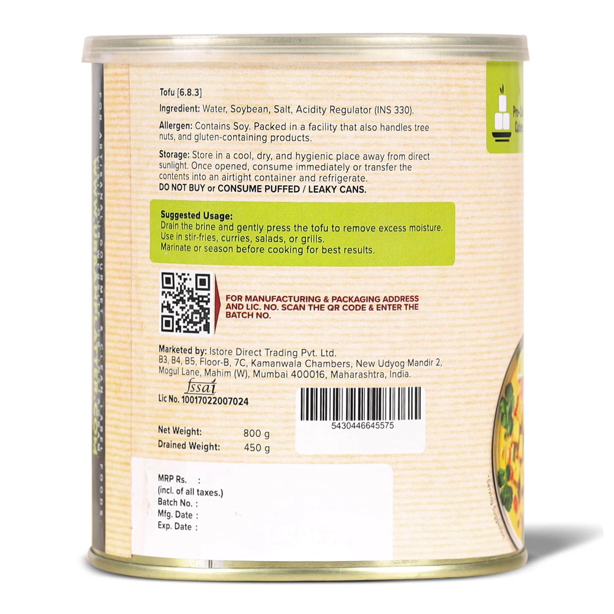 Tofu Cubes, 800g (Drained Weight: 450g | 14% Plant Protein | Ready-to-Use for Stir-Fries, Curries, Salads & Soups) - Image 2