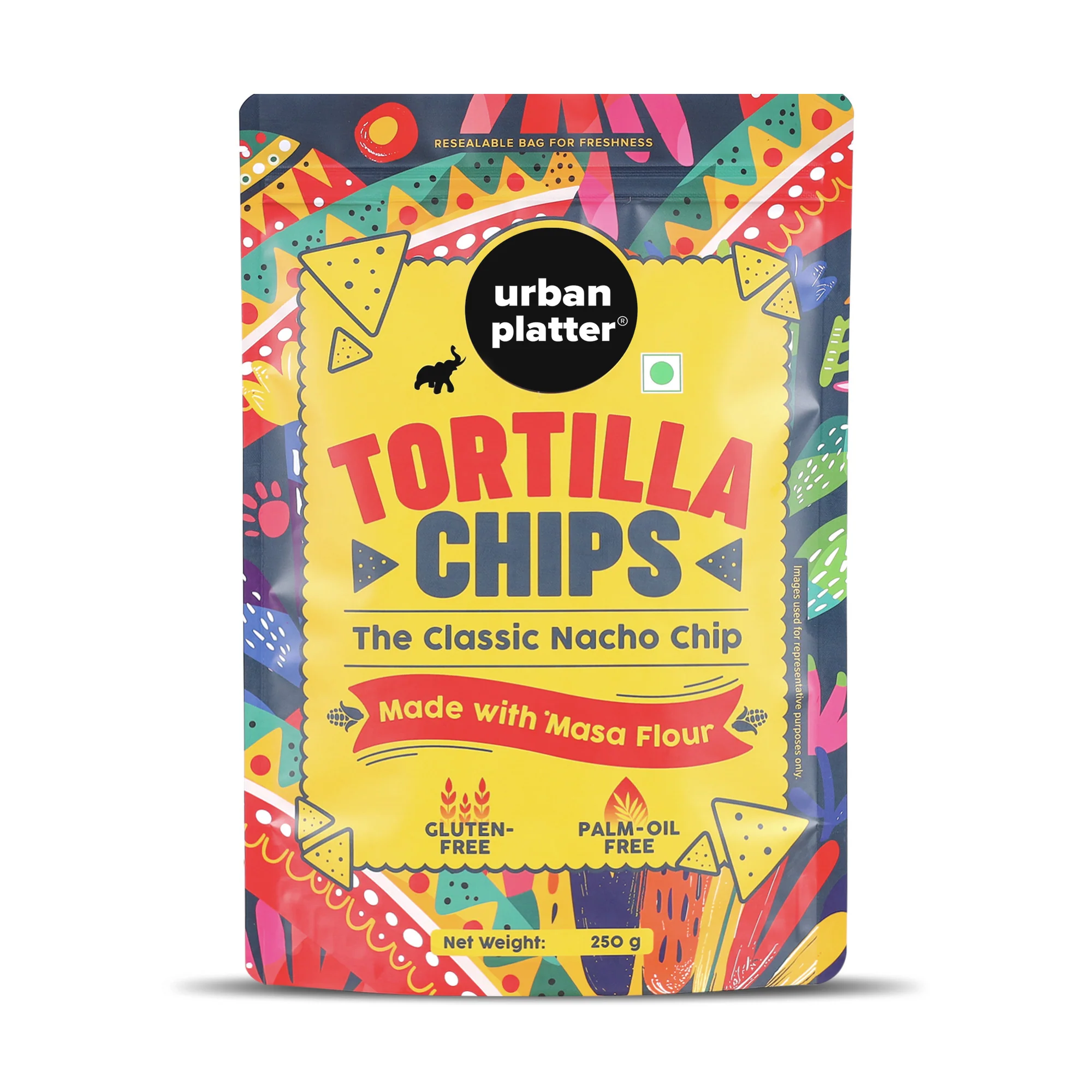 Tortilla Chips, 250g (Made with Masa Flour, Palm-oil-free, Gluten-free, Lightly Salted Nacho Chips)
