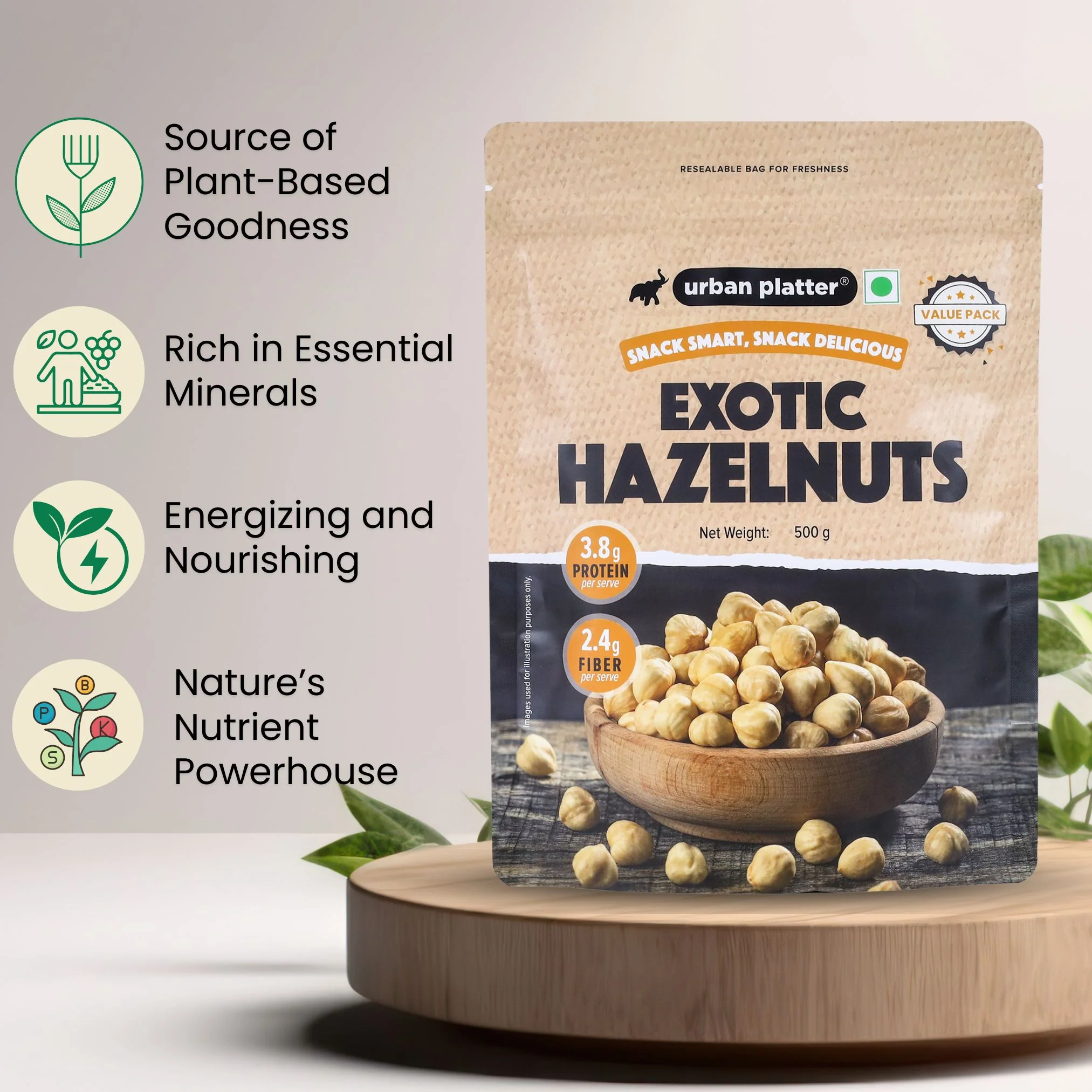 Exotic Hazelnut Kernels, 500g (Protein & Fibre-Rich | Nutrient-Dense | Perfect for Snacking & Desserts) - Image 3