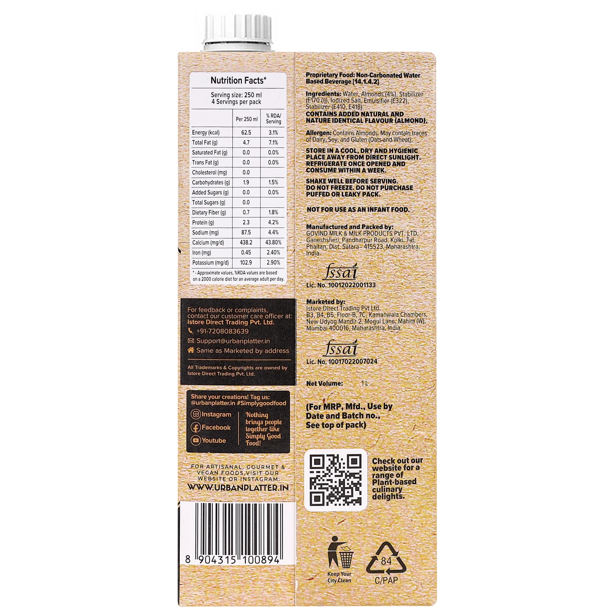 Almond Milk, 1 Litre | Pack of 12 | Unsweetened | Lactose-Free | Plant-Based Milk Alternative | Works in Tea and Coffee - Image 11