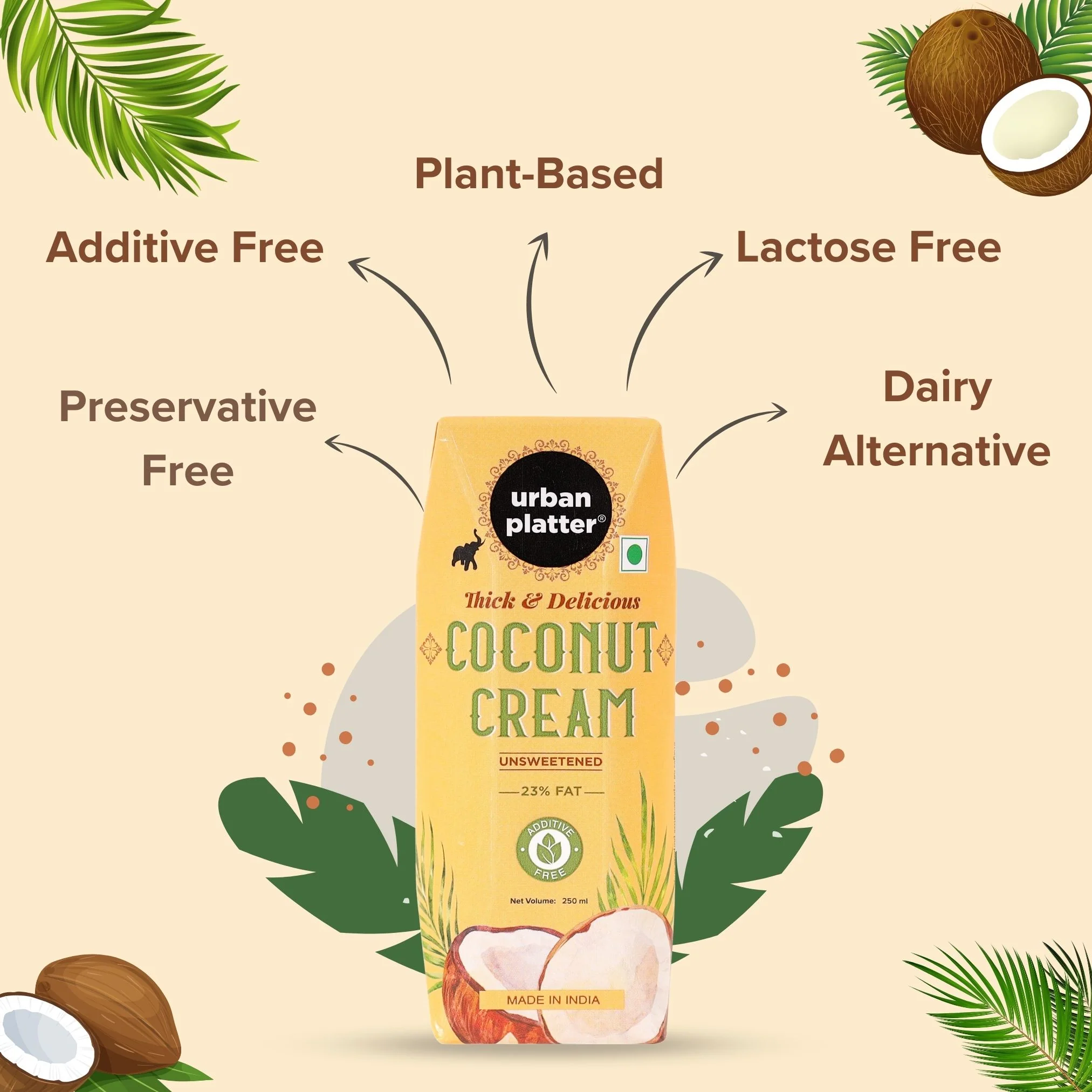 Unsweetened Coconut Cream, 250ml [ 23% Fat, Additive-Free, Made in India, 100% Pure & Thick, Clean Label] - Image 5
