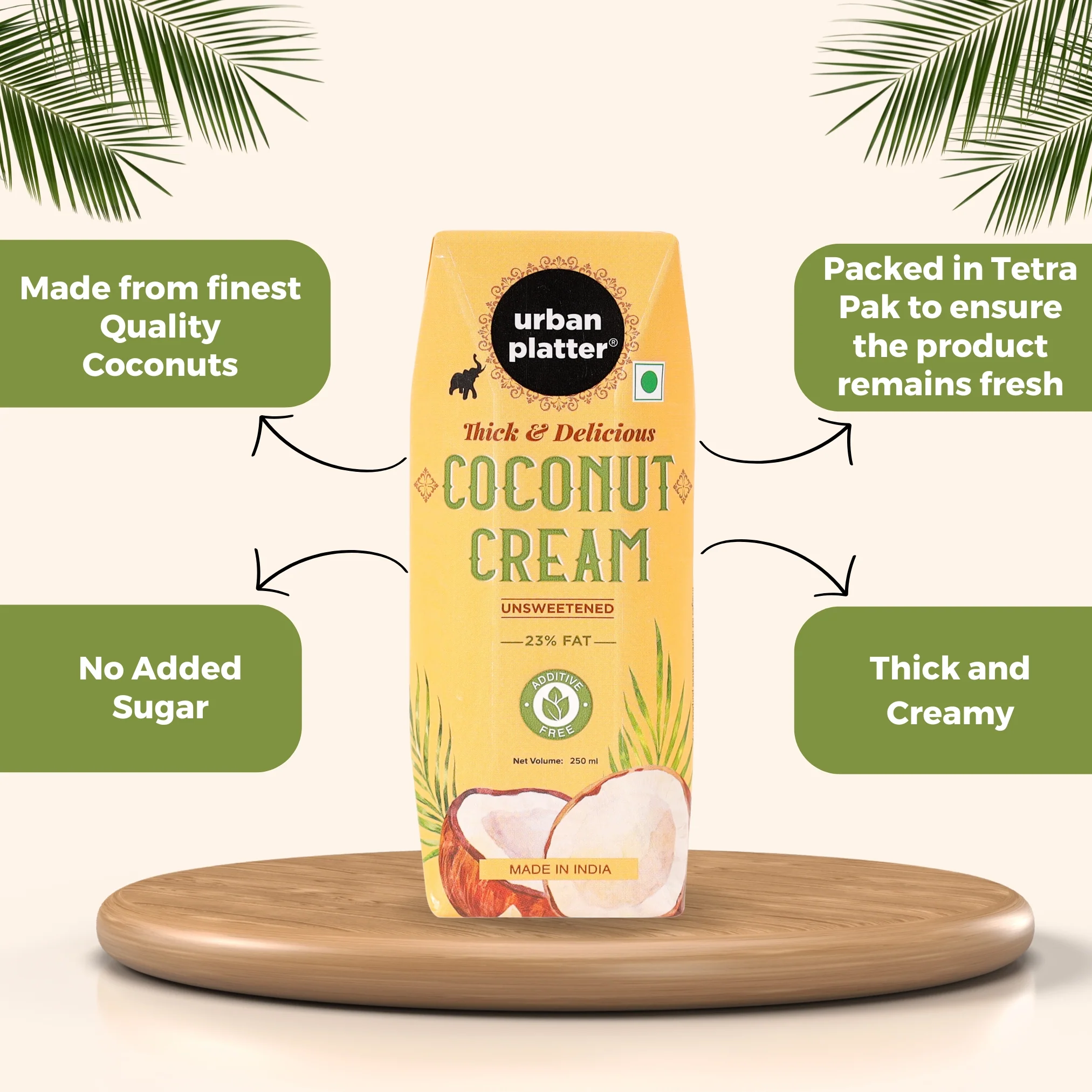 Unsweetened Coconut Cream, 250ml [ 23% Fat, Additive-Free, Made in India, 100% Pure & Thick, Clean Label] - Image 6