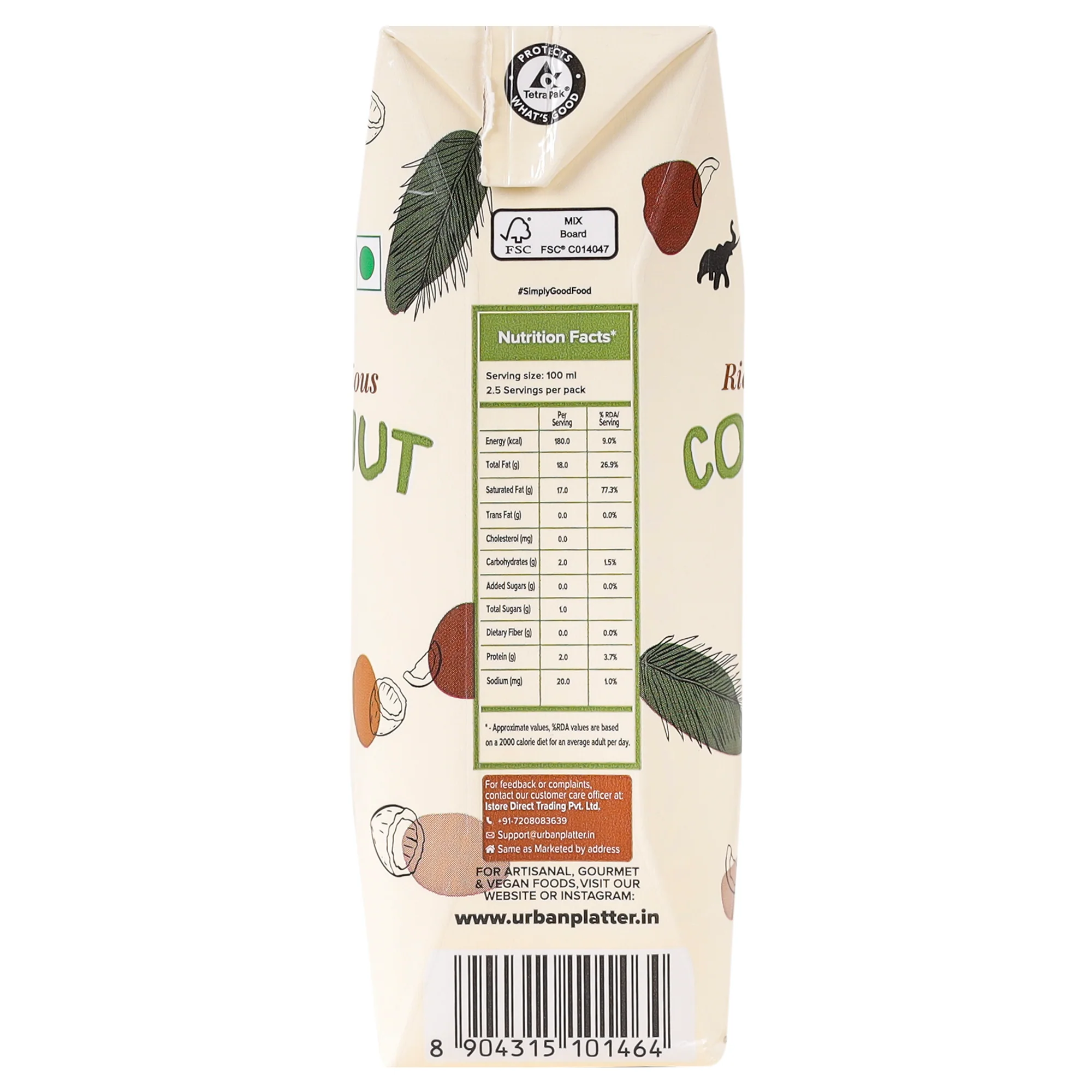 Coconut Milk, 250ml (18% Fat, 100% Natural & Unsweetened, Ideal for Curries, Baking & Desserts) - Image 3