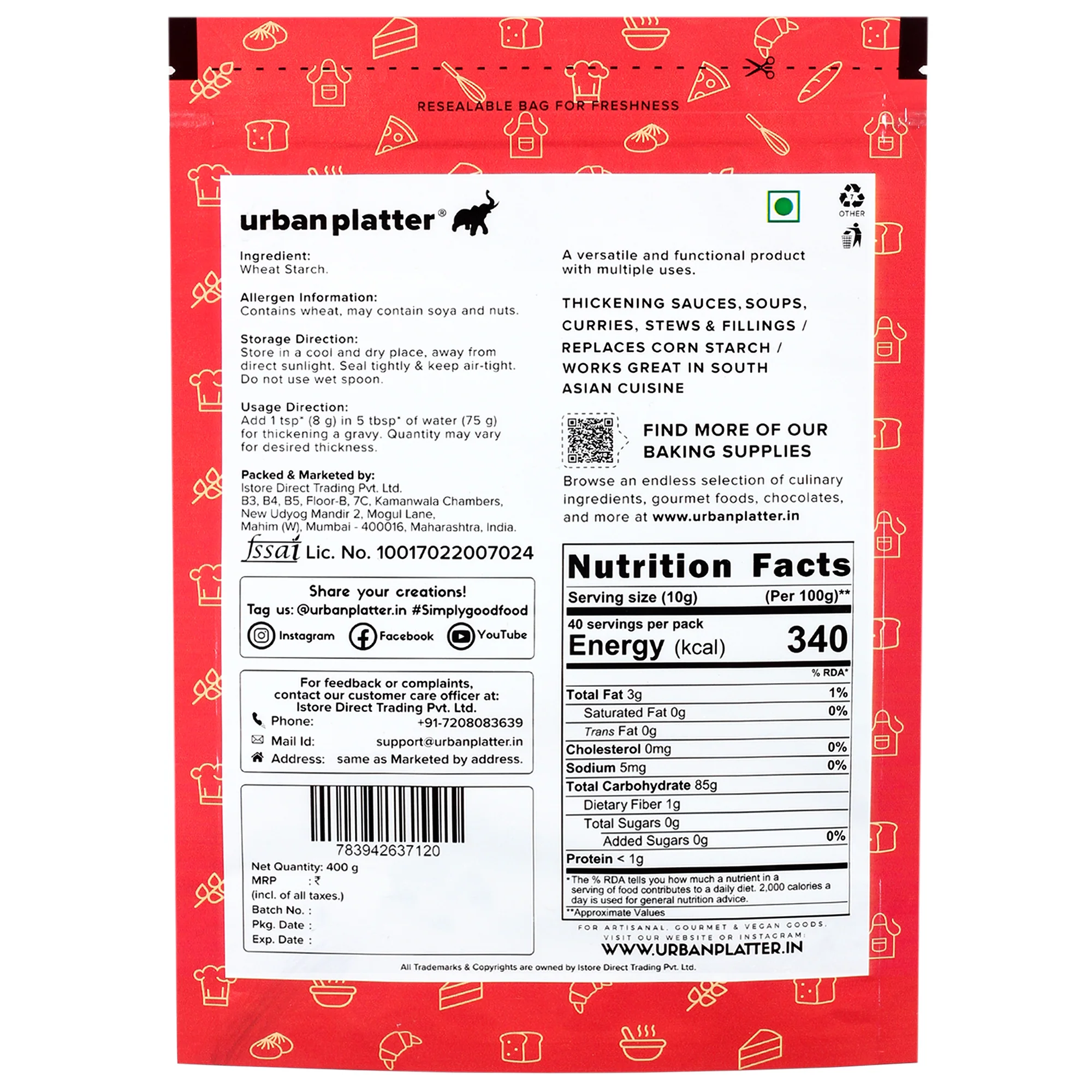 Wheat Starch Powder, 400g - Image 3