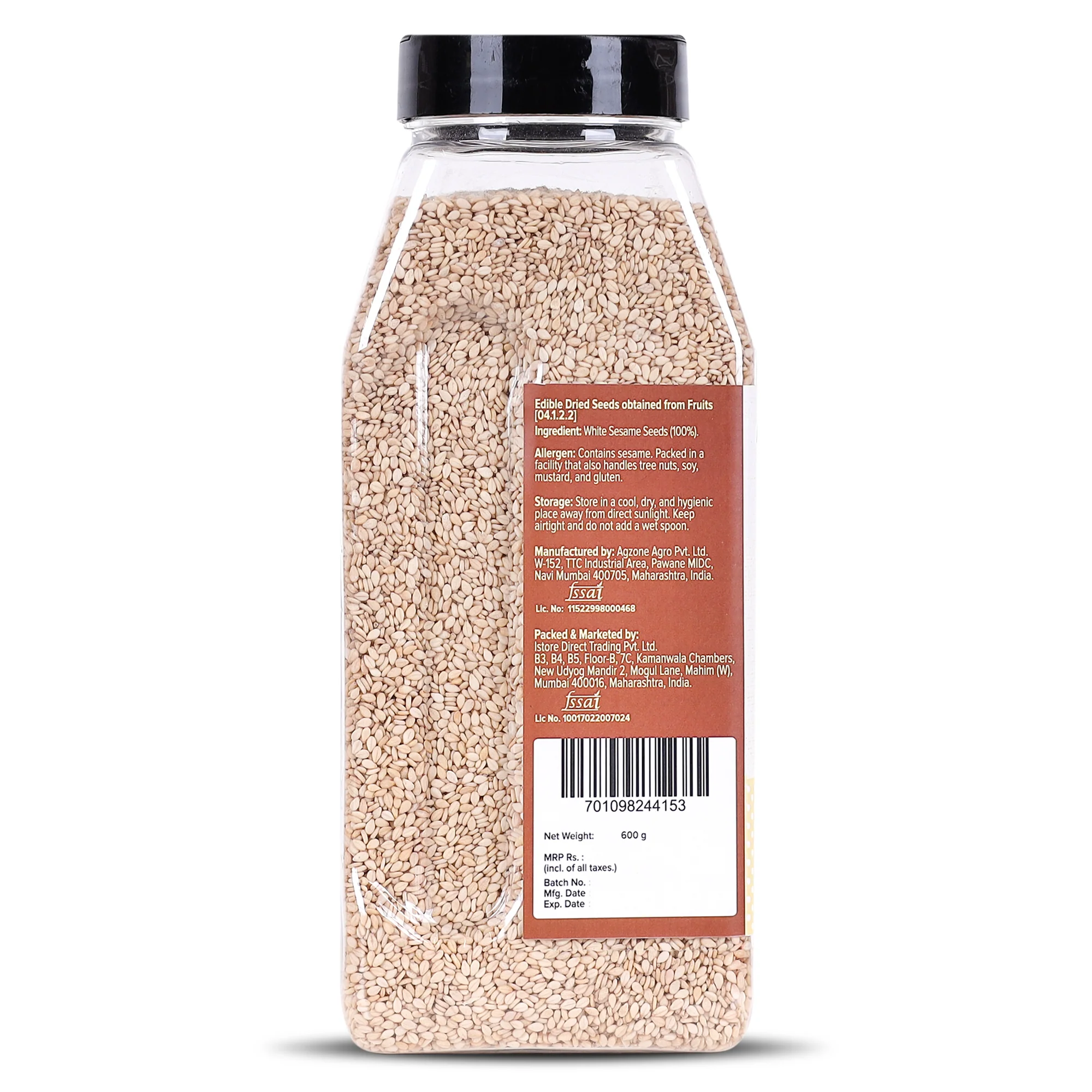 White Sesame (Safed Til) Seeds Shaker Jar, 600g - Image 3