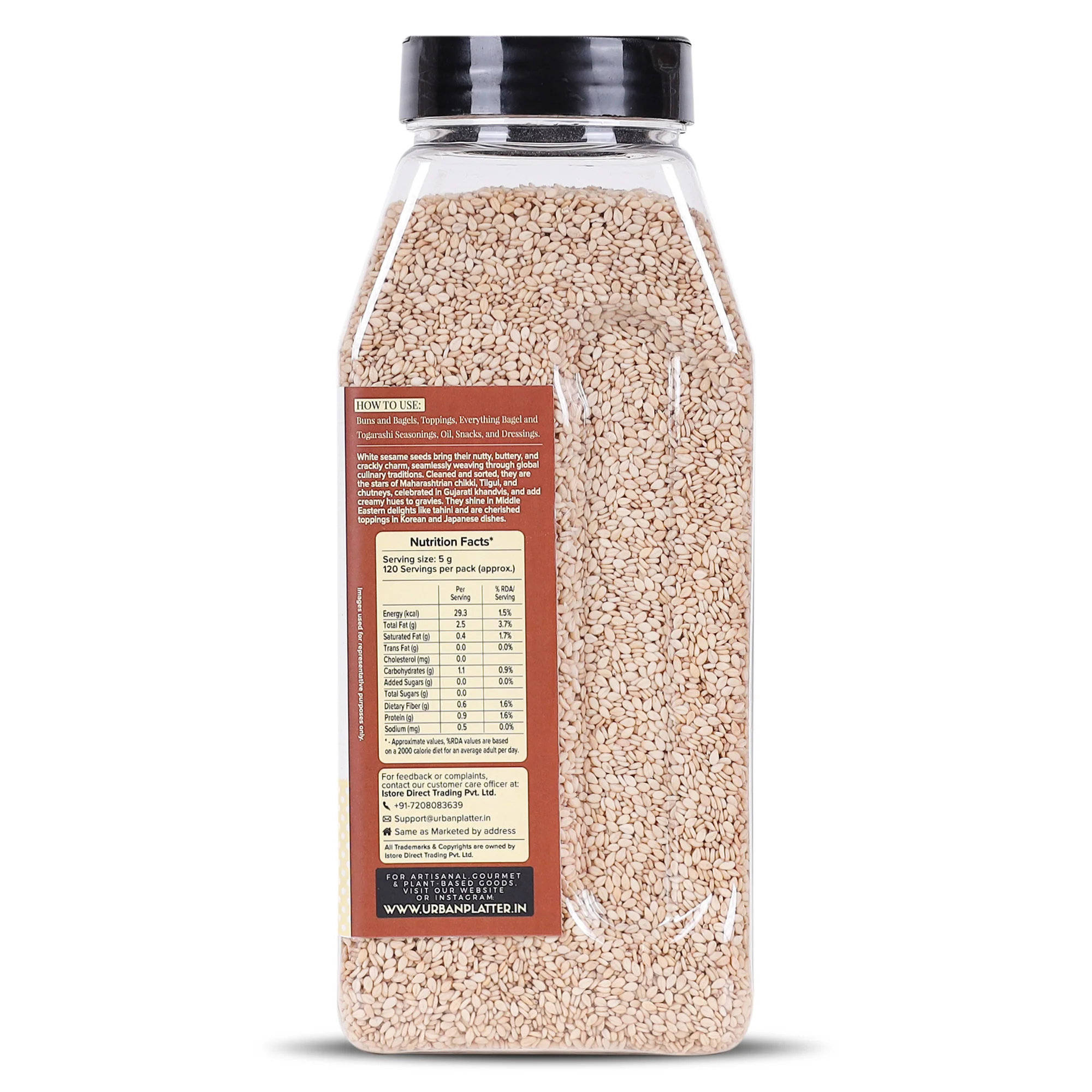White Sesame (Safed Til) Seeds Shaker Jar, 600g - Image 4